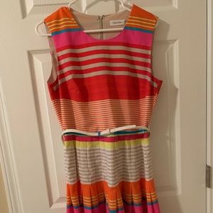 Calvin Klein Pleated Rainbow Dress